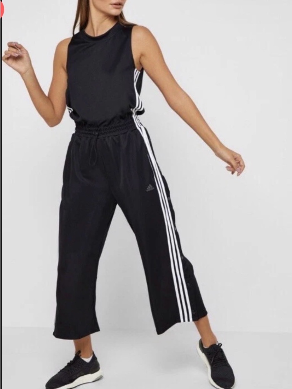 Adidas Y-3 black stripe athletic jumpsuit